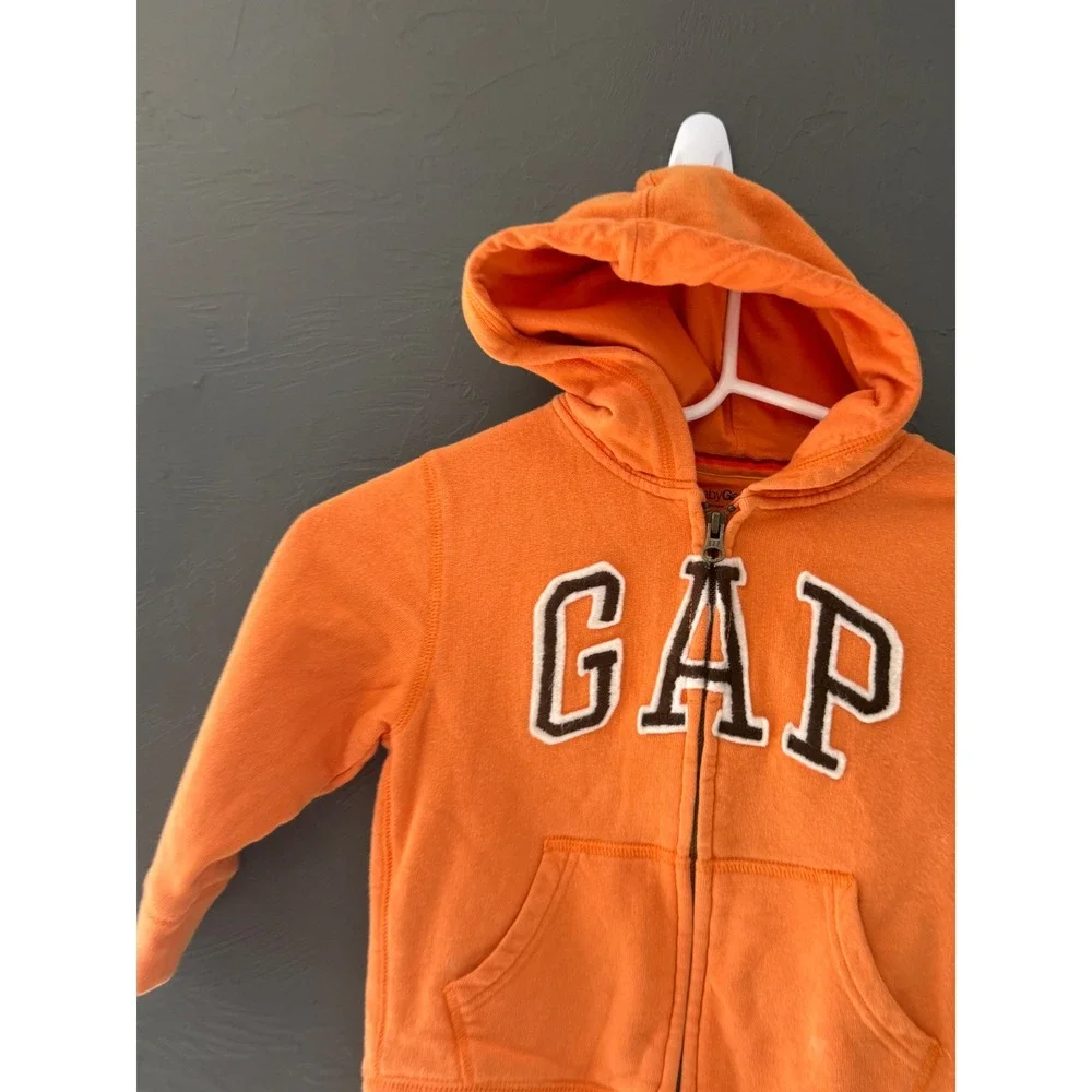 Baby‎ Gap Toddler Boys Orange Arch Logo Full Zip Hoodie Sweatshirt Size 4T